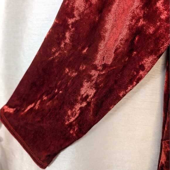 Honeyme Women's LG Velvet Velour Peplum Tunic Rusty Red Whimsygoth Bohemian Boho - Picture 7 of 8